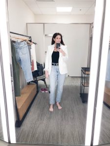 #madewelldenim #reformationtop #whiteblazer #springstyle #springoutfit