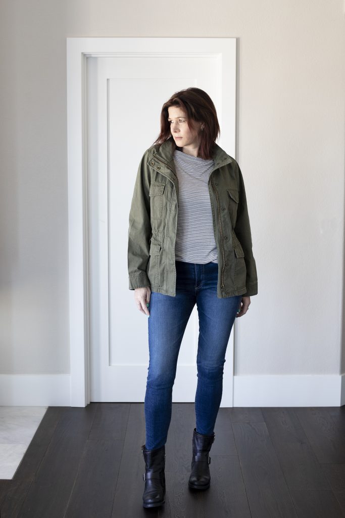 How to Style a Women's Utility Jacket - the gray details