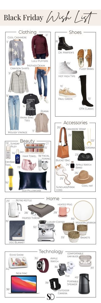 Black Friday Wishlist Clothes, Shoes, Beauty, Accessories, Home and Tech