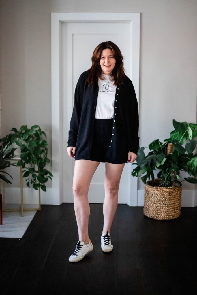 StyleDahlia wearing Free People Zuma Sweater set with sneakers and a tee.